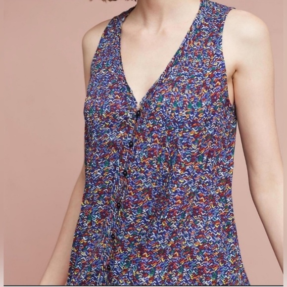 Women’s Anthropologie Maeve Lila Pintuck Multicolor Sleeveless Tank Top: Medium - Picture 9 of 12